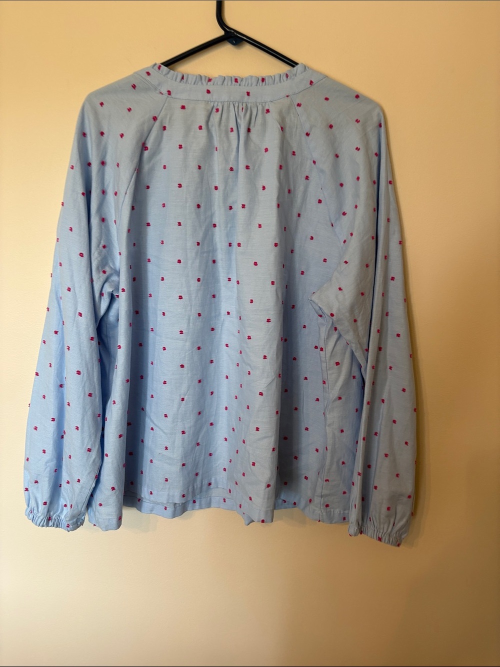 croft & barrow Light Blue Shirt with Pink Dot Embroidery - Picture 5 of 5